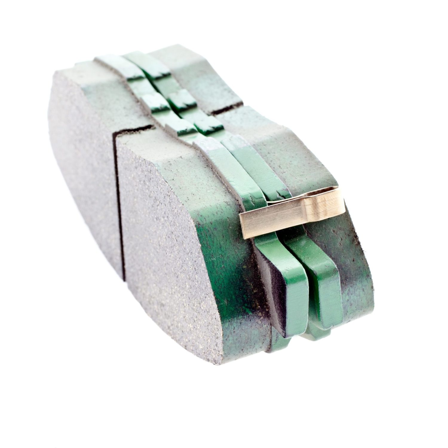 front car brake pads isolated. horizontal shot